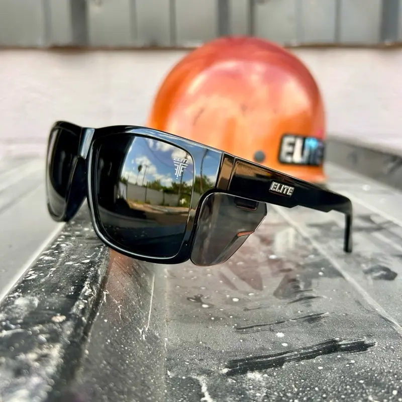 Elite Delta – ANSI Z87.1 Safety Glasses (Black Frame + Black Lens)