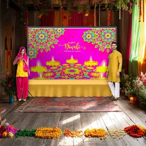 Elegant Diwali Cultural Backdrop | Vibrant 5x8 Ft Cloth for Pooja, Wedding & Festival Decor | Cherished Tradition, Timeless Gift