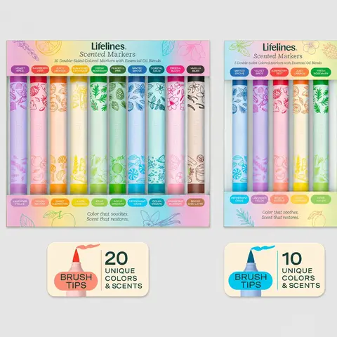 Lifelines Scented Colored Markers – Double-Sided Color Marker Set with Essential Oil Blends for Arts & Crafts, Coloring Books & School Supplies