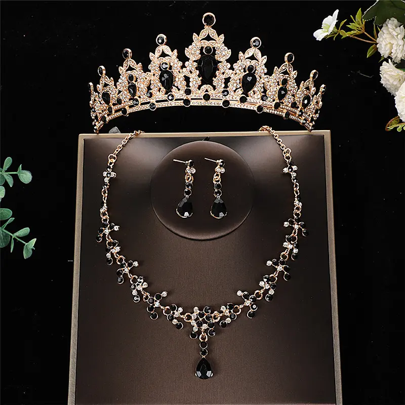 Half black crown+necklace+earring needle