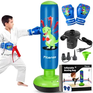 Kids Punching Bag, 63 Inch Inflatable Punching Bag with Electric Air Pump & Gloves, Kids Boxing Bag for Boys Girls Age 6-12, Dinosaur Ninja Boxing Set Christmas Birthday Toys for Karate