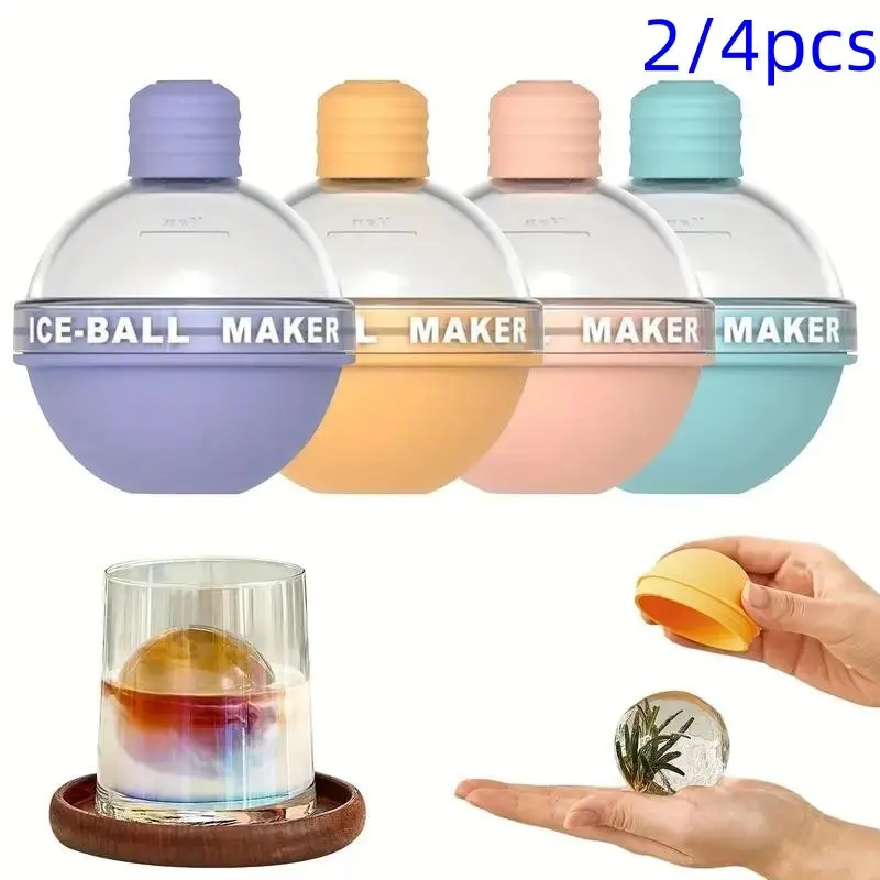 Silicone Ice Ball Maker, Random Color Round Ball Shaped Ice Ball Mold, Ice Molds, Spherical Ice Cubes, Ice Ball Maker for Whiskey & Cocktail, Kitchen Accessories, Home Bar Accessories