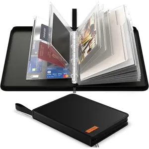 Important Document Organizer Zipper Binder,Fireproof Document Bag for Birth Certificate Protector,  Bill Organizer in Case I Go Missing Binder for  Safe, 4 Ring Receipt Holder (Black)