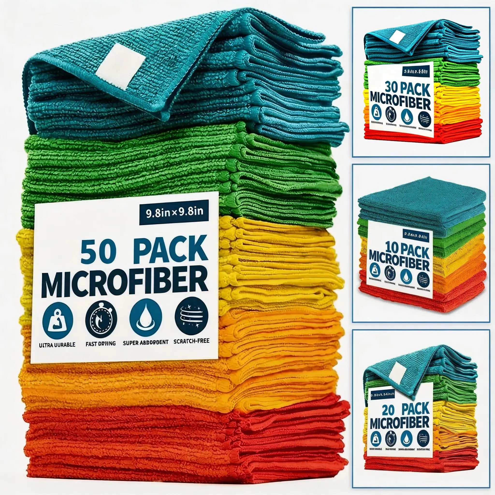 10 Counts Reusable Microfiber Cleaning Cloth, Thickened Lint Free Magic Towels, Multipurpose Household Rags, Miracle Cloths for Home, Kitchen, Car and Window