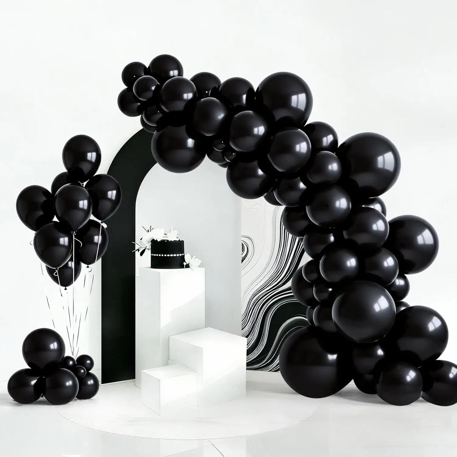 154 PCS of Black Balloons in Different Sizes (18, 12, 10, 5inches) for Garland and Arches, Premium Latex Balloons for Baby Shower, Birthday, New Year, Casino, Anniversary, Graduation Party Decorations