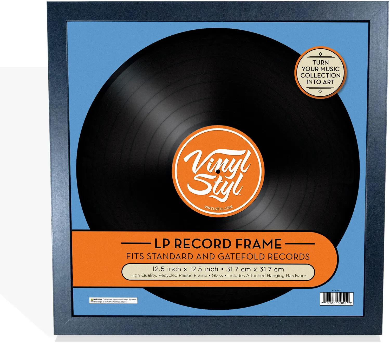 Vinyl Styl® VS-F-001 12 Inch Vinyl Record Display Frame - Wall Hanging (Black)  [VINYL ACCESSORIES] Audiophile