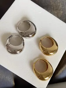 Elegant French Style Copper Ear Cuffs, Vintage Simple Cold Tone Metal Hoop Earrings for Women, Daily Wear Fashion Accessories