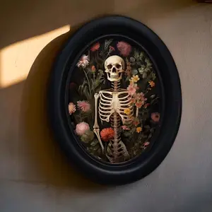 Vintage Art Style Skull Flower Pattern Decorative Home Item, Perfect for Halloween Christmas Thanksgiving Wall Decoration