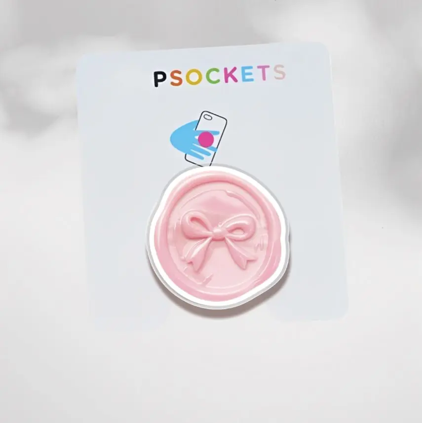Pink Bow Magnetic Phone Grip – Cute Coquette Aesthetic Phone Holder, Gift For Her White Base