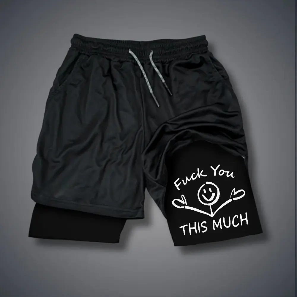 Double-Layer Sports Shorts Graphic Shorts Black Shorts Camo Shorts Streetwear Shorts Men Outfits Men Short Shorts Vacation Outfits Shorts