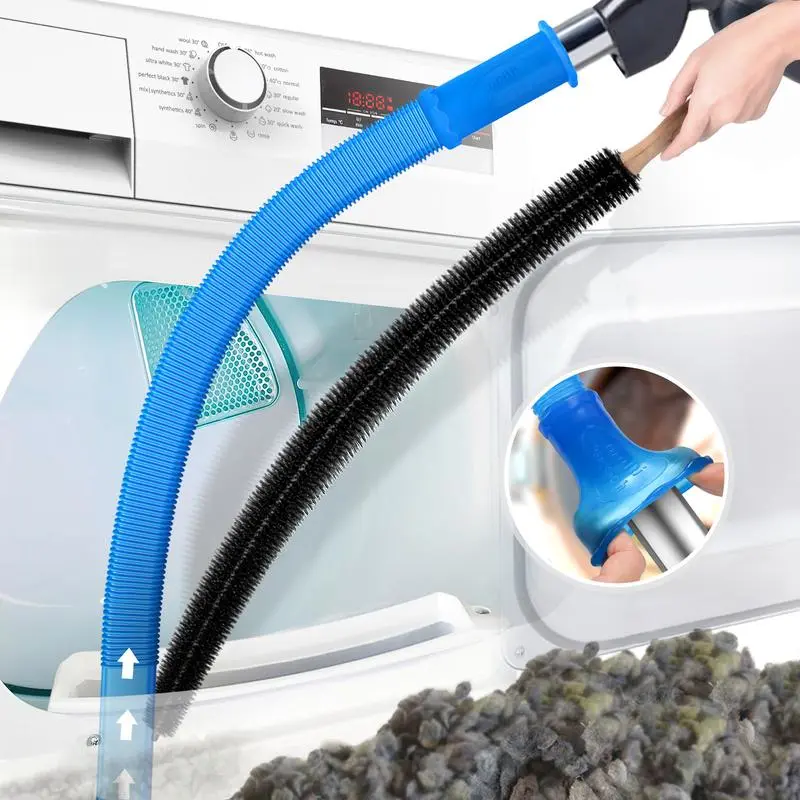 Heavy-Duty Vacuum Cleaner Hose & Brush, High-Pressure Lint Remover with PP Tube & Brush Attachment, Dryer Vent Maintenance Tool for Fire Hazard Removal, Car Interior Care Accessory