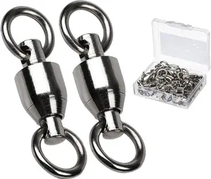 Barrel Ball Bearing Swivel Saltwater Stainless Rolling Fishing Swivel Steel High Strength Fishing Swivels Connector Solid Welded Rings Black Nickel