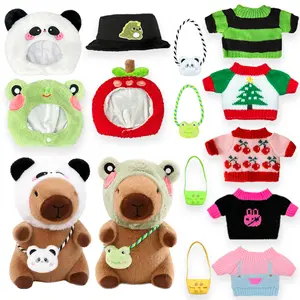 Kireidane  2 Capybara Plush Toys with 13 Outfits & Accessories – Dress-Up Stuffed Animals, 10.2 in Cute Plushies for Girls girlfriend and Boys Birthday Gifts