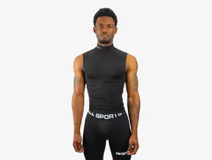 We Ball Sports Compression Turtle Neck Tank Top (Black) Fitness Workout Vest Yoga Gym Activewear Athletic Apparel
