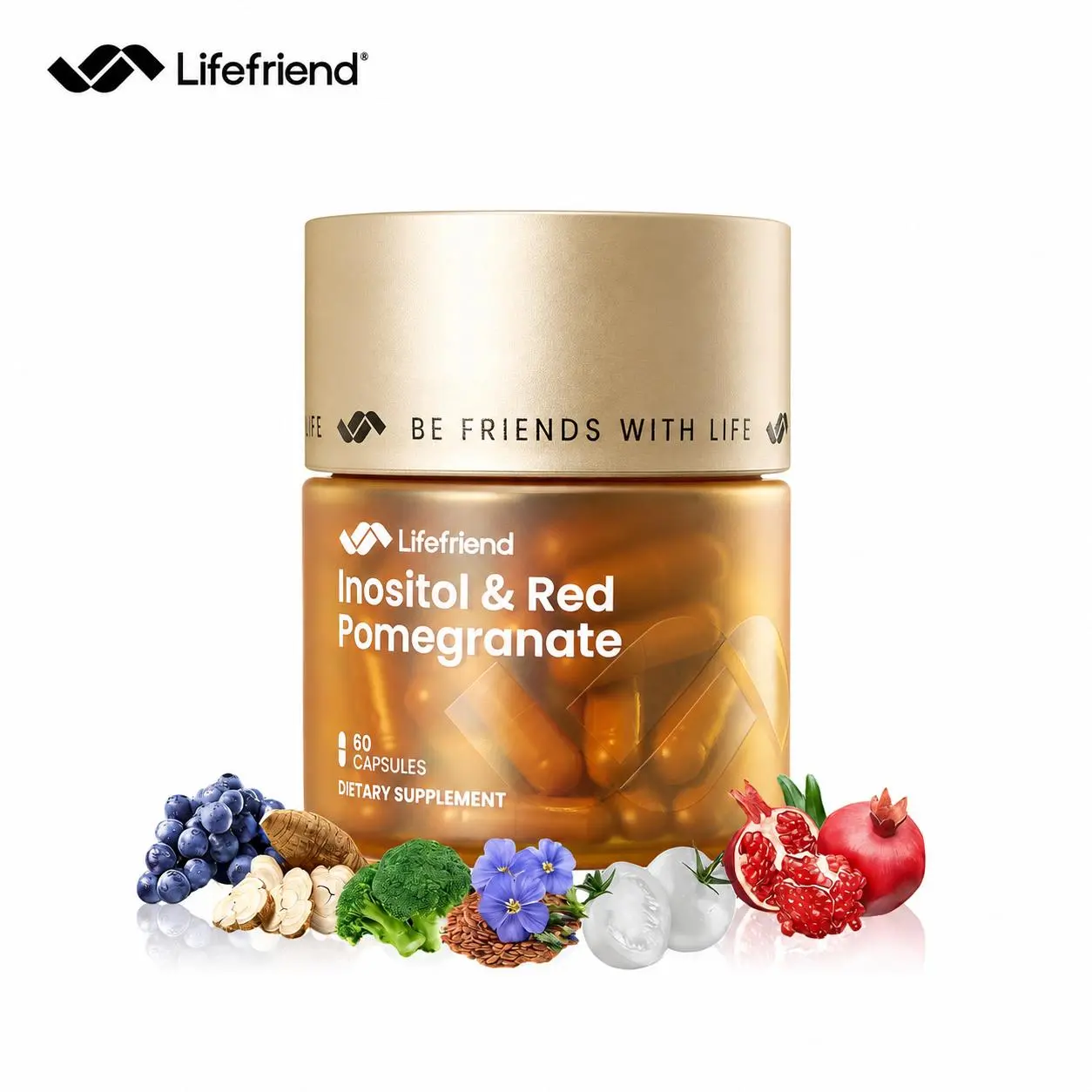 Hormone Balance & PCOS Support Supplement by LIFEFRIEND: Cycle Support for Women with 40:1 Ratio Myo-Inositol & D-Chiro-Inositol & PQQ, Non-GMO Vegan 60 Capsules
