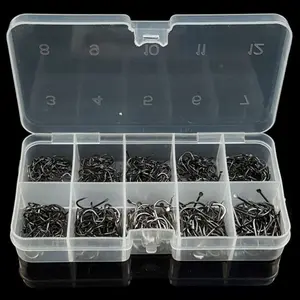 Iseni Fish Hooks 3-12 Sizes Bulk with Barbs for Crucian Carp and Grass Carp Universal Fishing Gear Fishing Supplies Box Set Fish Hooks