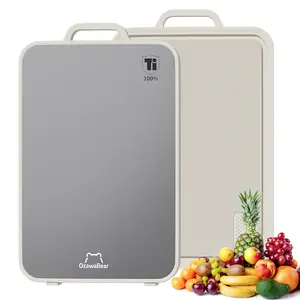 Titanium Cutting Board for Kitchen,Large Size Double Sided Cutting Boards Food Grade, 2-in-1 Chopping Boards for Fresh Meat Vegetable, Pure Titanium & PP, Easy to Clean