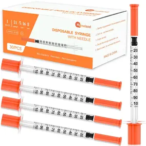 1ml/cc Disposable Syringe with 31Ga 5/16" (8mm) Needle |   30 Pack Individually Wrapped |   Lab Supplies (U-1-31G-8)