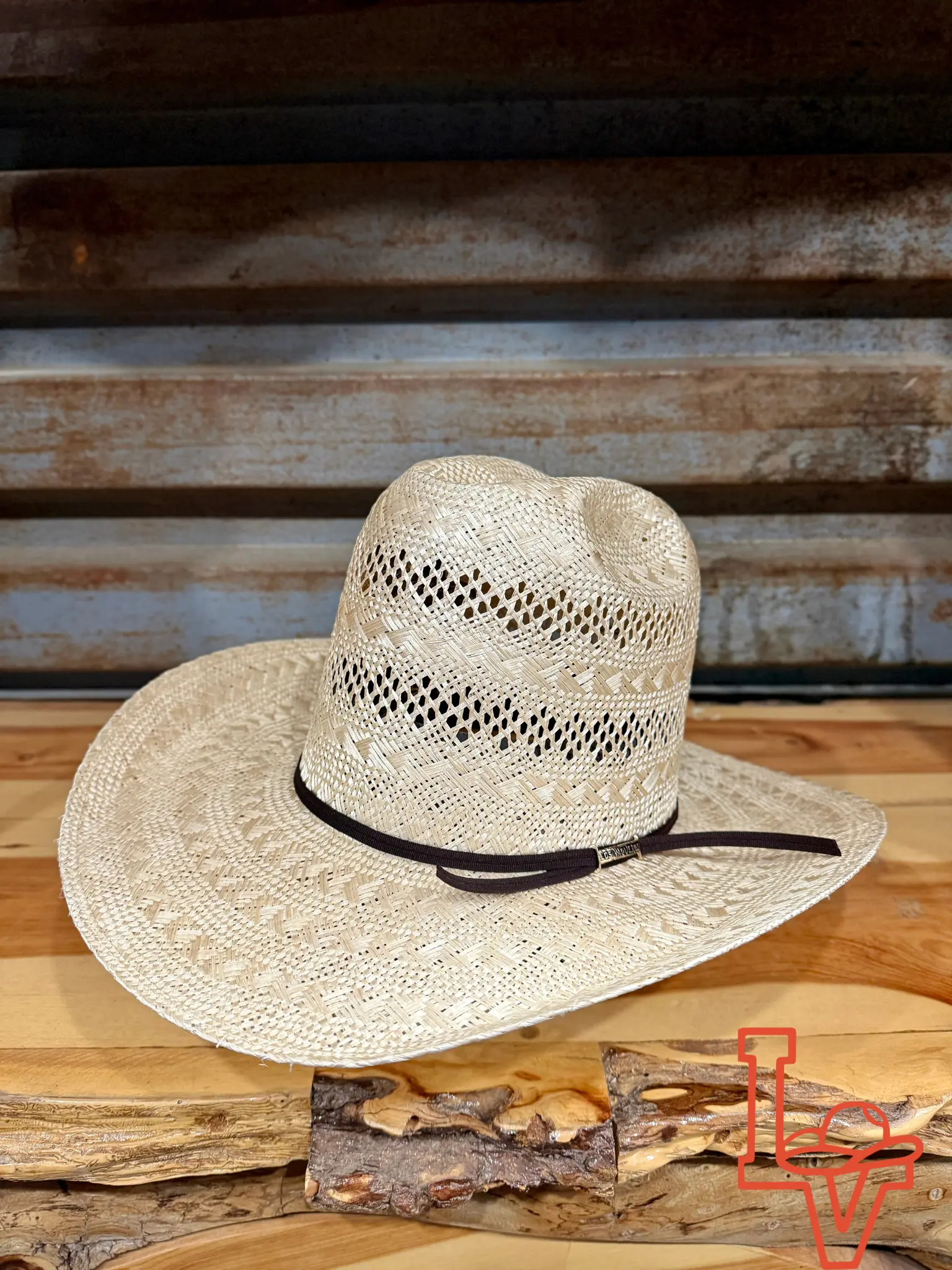 Los Vaqueros Straw Hat Open Tall Crown Sisal Original Tan