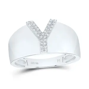 1/10Ctw-Dia P1 Initial "Y" Men's Ring (4.16 grams)