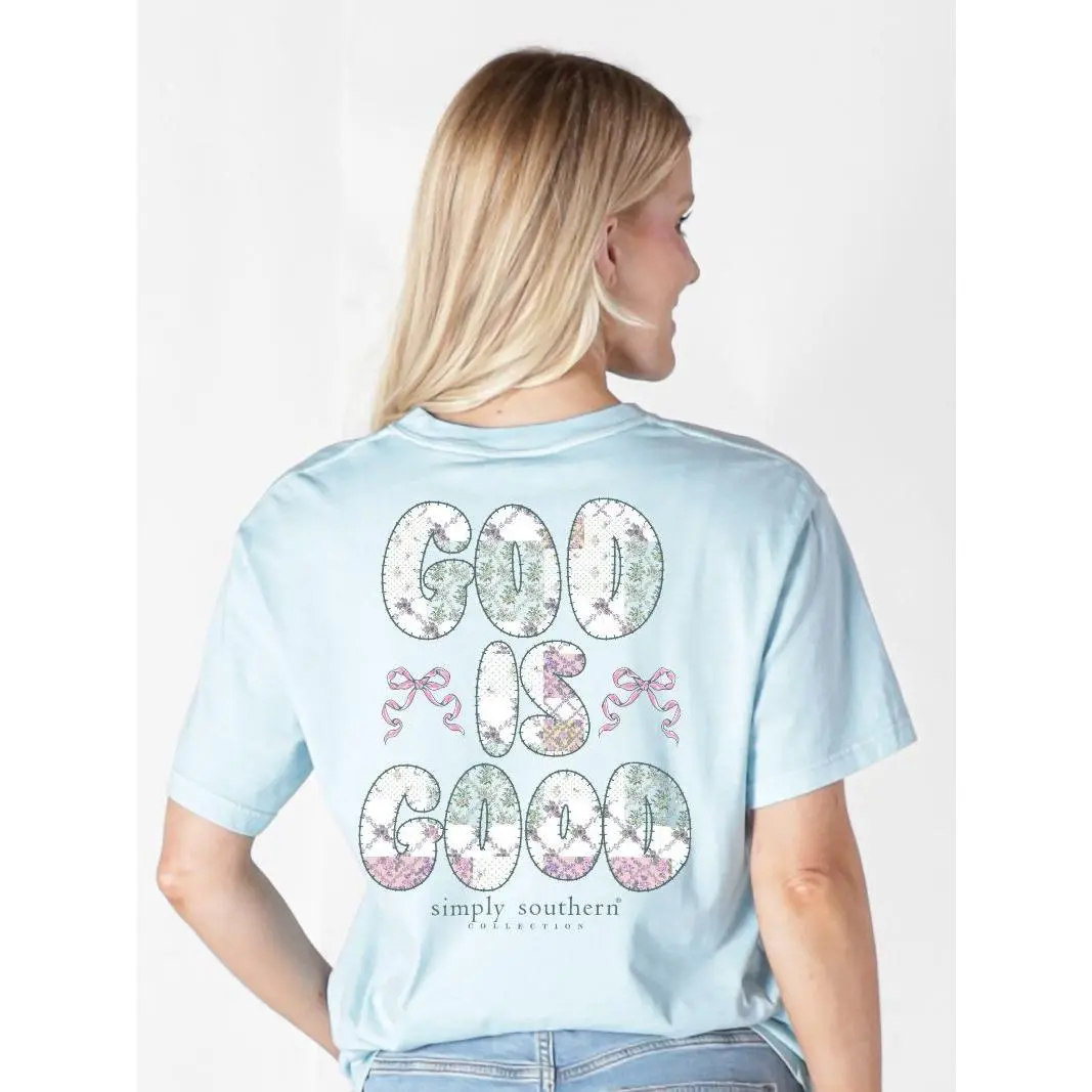 God Is Good Patchwork Bow Graphic Tee by Simply Southern