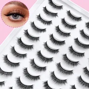 20 Pairs of Anime Eyelashes, Synthetic Mink Eyelashes, Cat-Eye Eyelashes, Natural Full False Eyelashes, Thickened Eyelash Extensions, Travel Essential Cosmetic Makeup Tools, Lightweight Natural Eyelashes
