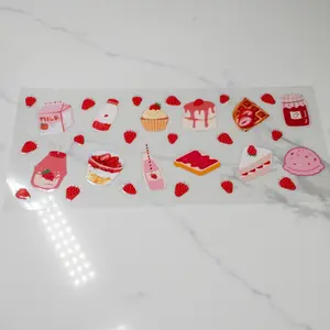 Summer  STRAWBERRY CAKE UVDTF 16OZ cup Wraps Glass Decal