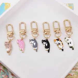 6pcs-Cute Cartoon Cat Design Keychain Set,Fashionable Metal Keychain for Women & Men,Trendy All-match for Birthday Gift, Keychain for Bags