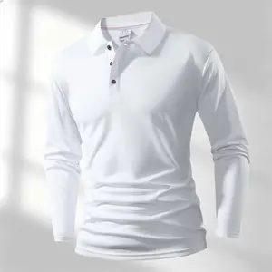 Men’s long-sleeve polo shirt featuring a classic solid color design; versatile golf and casual button-collar styles suitable for business casual wear and weekend outings.