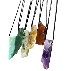 Handmade Crystal Stones Necklace - Women Healing Stone, Girls Choker, Men Spiritual Energy, Best Friend Gift, Adjustable Cord Natural Quartz