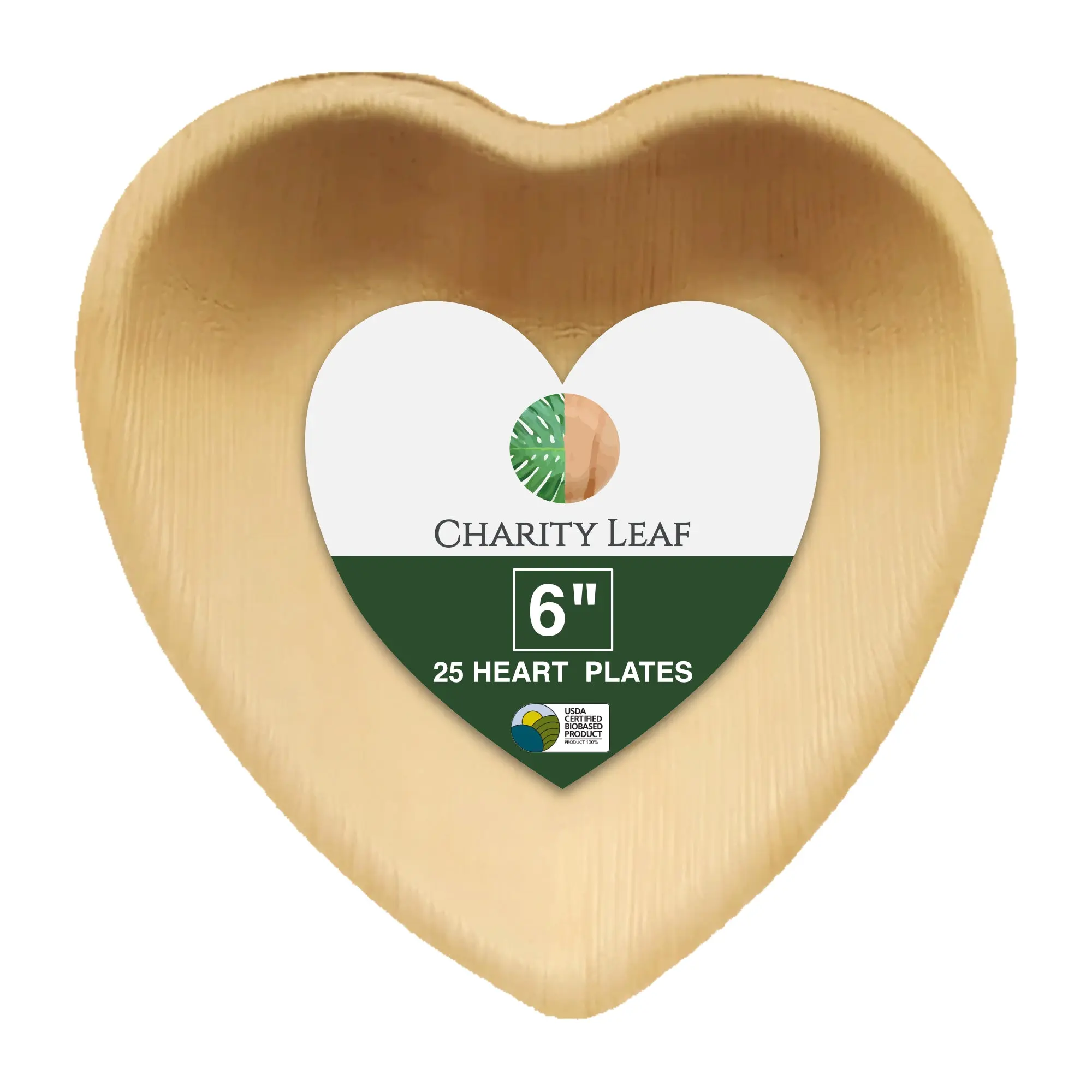 Heart Natural Disposable Bamboo Plate
