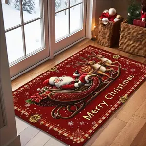 1 Piece of Christmas Sleigh Santa Claus Christmas Print Decoration, Welcome Door Mat, Soft Kitchen Floor Mat Floor Mat Living Room Decoration Carpet Home Decorative Rug Suitable for Indoor and Outdoor Home Decoration During Christmas