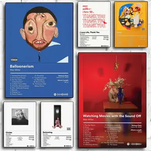 Singer M-Mac Miller Album Cover Poster HD Waterproof Art Sticker | Custom DIY Self-Adhesive Wall Print | Fade-Resistant, Long-Lasting Decorative Poster for Home, Office, Living Room, Bar | Multiple Sizes, High Definition, Easy to Apply & Clean