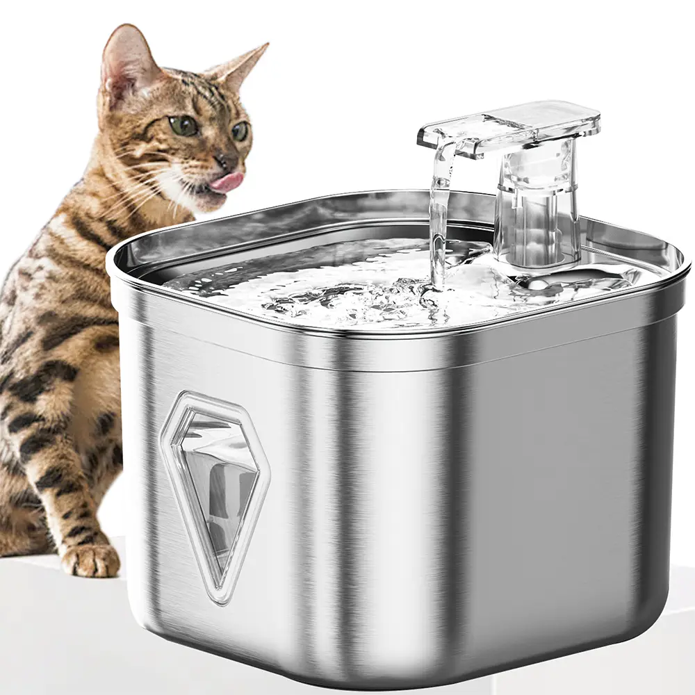 Cat Water Fountain,Stainless Steel Pet Water Fountain for Cats Inside,Quiet Pump 2.2L/73oz Automatic Dog Water Bowl,Pets Water Fountain