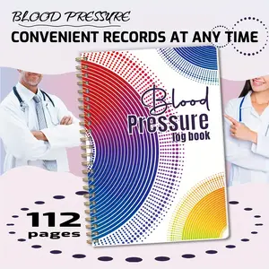 Flexible Spiral Bound Blood Pressure Data Record Book, Convenient Records, Daily Tracking of Home Bp Heart Rate Medications, A5 Size, Family Health Care, Blood Pressure Logbook