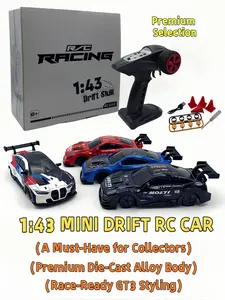 1:43 Mini Drift RC Car – 4WD, Alloy Body, Independent Suspension, USB Fast Charging, Swappable Tires, Adjustable LED Headlights & Taillights, Proportional Throttle & Steering, Desktop Drifting Toy Gift for Boys & Boyfriend