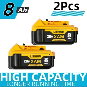 Replacement for Dewalt 20V Max Battery: 8.0Ah Lithium Batteries Compatible with Dewalt Battery DCB208 DCB200 DCB204 Cordless Power Tools