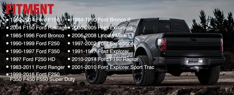 Nilight License Plate Light Compatible with 1990-2003 2004 2005 2006 2007 2008 2009 2010 2011 2012 2013 2014 Ford F150 1999-2016 F250 F350 F450 F550 Super Duty with Black housing 6000K White 2PCS Pack