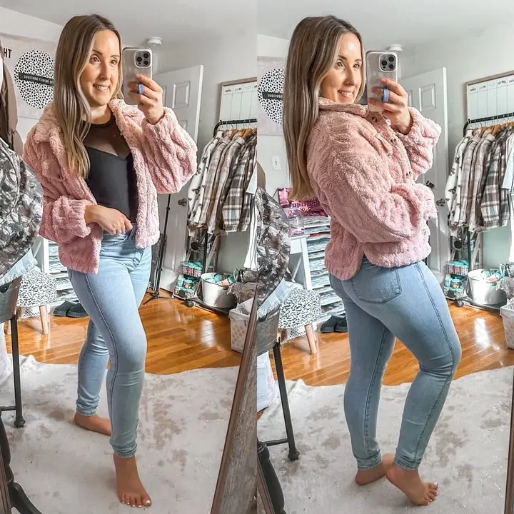 The Teddi Blush Pink Plush Sherpa Jacket