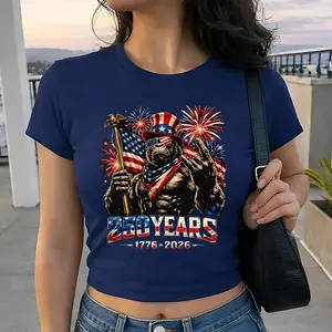 American Flag Gorilla Baby Tee, Funny Patriotic Animal Shirt, Fourth of July Outfit, USA Graphic Top, Bold Freedom Vibes.