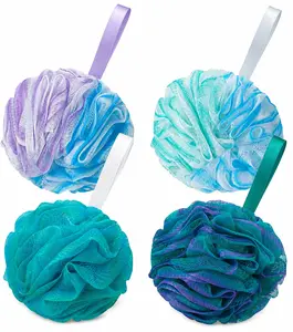 Exfoliating Bath Loofah Sponges Large Soft Mesh Body Scrubber Set for Shower & Bath 4 Pack