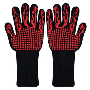 High Temperature Resistant 800℃ Pre-Oxygen Silk Flame Retardant Fireproof BBQ Gloves Kitchen Heat Insulation Anti-Scald Microwave Oven Gloves