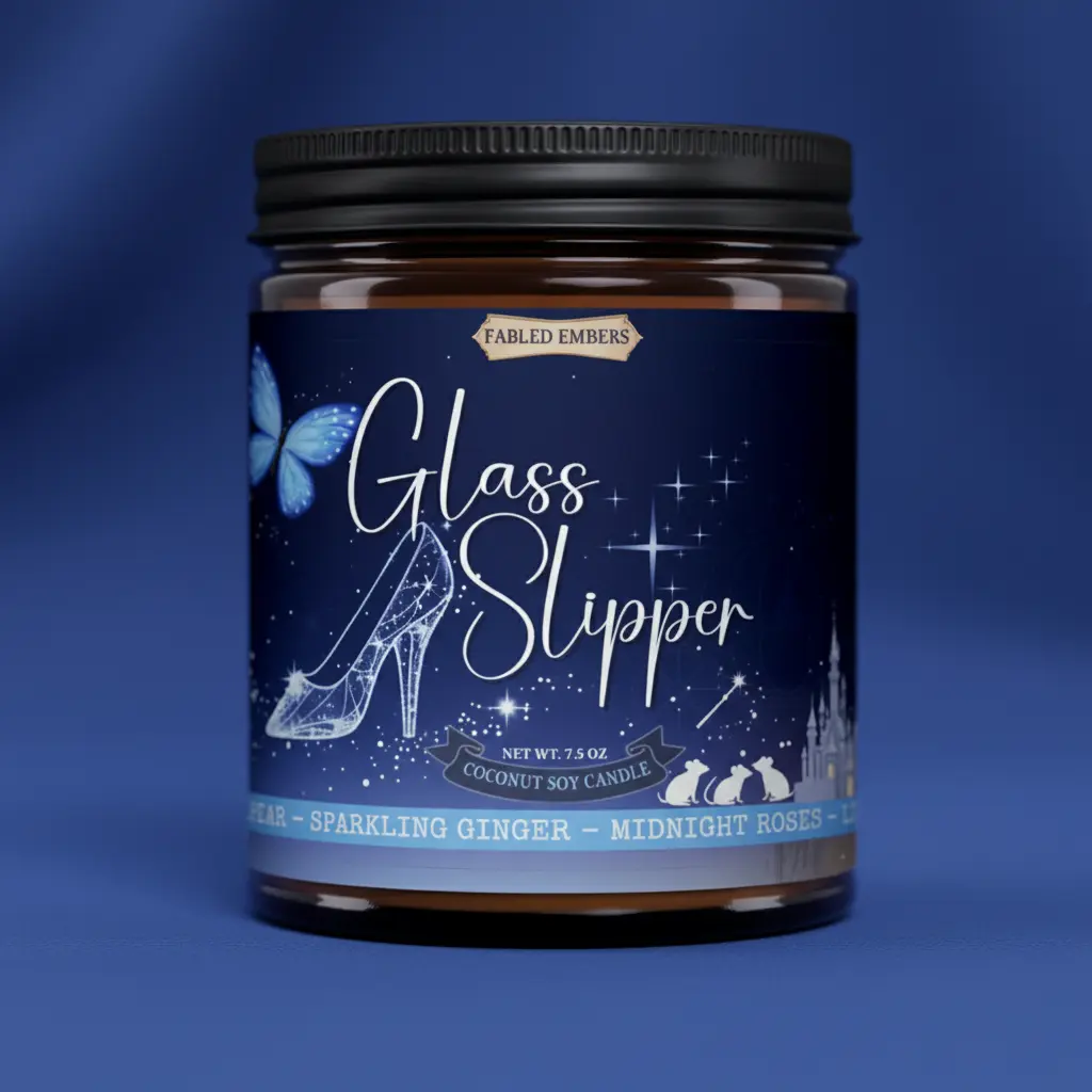 GLASS SLIPPER 9 oz Bookish fairytale Candle | Coconut Soy