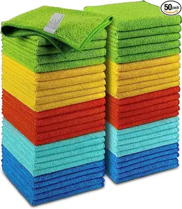 Microfiber Cleaning Cloths (50 Pack, 12"x12") – Premium All-Purpose Towels for Cars, Home, Kitchen, Windows, & Dusting, Absorbent & Lint-Free