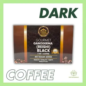 Ganoderma Reishi Black Dark Coffee 2 in 1 No Sugar Added Health Vitality Tasty Made in USA