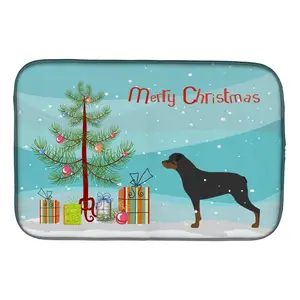 Carolines Treasures  Rottweiler Merry Christmas Tree Dish Drying Mat