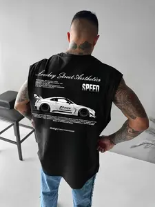 "Lowkey Street Aesthetics" JDM GTR Speed Geometric Graphic Fitted Muscle Tank Vest | Racing Streetwear Sleeveless Top