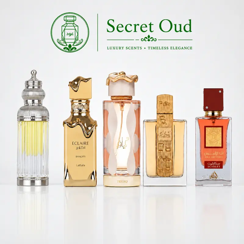 Ana Abiyedh Scarlet + Angham + Teriaq + Eclaire Banoffi + Haakem - Fragrance Gift Bundle
