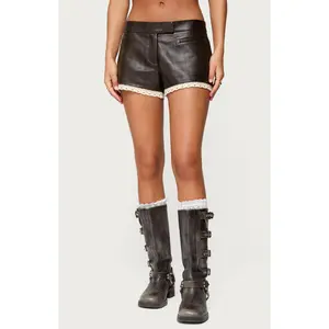 Edikted Women's Lissa Lacey Faux Leather Shorts