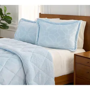 Berkshire Printed Velvetsoft Reverse Sherpa Comforter-Queen